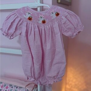 Pink Kids One Piece with Ghost Embroidery
